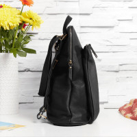 personalised Leather Backpack Shoulder Bag Black
