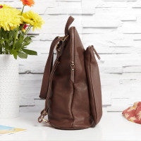 personalised Leather Backpack Shoulder Bag Brown