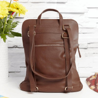 personalised Leather Backpack Shoulder Bag Brown