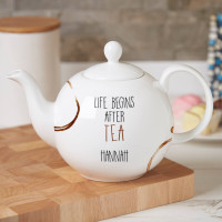 Personalised Life Begins After Tea Pot Belly Teapot