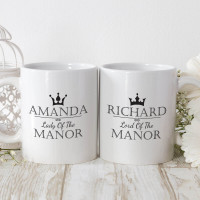 personalised lord and lady matching mugs