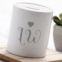 personalised Love Heart Initials Money Box