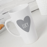 personalised Heart Tall Latte Mug