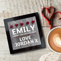 personalised Love Heart Glass Coaster