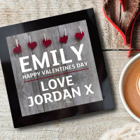 personalised Love Heart Glass Coaster