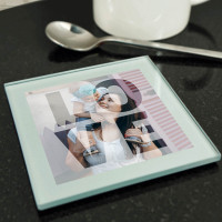 personalised LOVE Silver Glass Photo Coaster