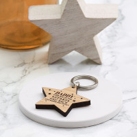 personalised star wood keyring