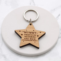 personalised star wood keyring