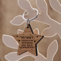 personalised star wood keyring