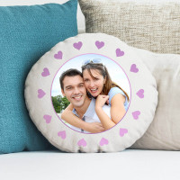 personalised heart frame round cushion