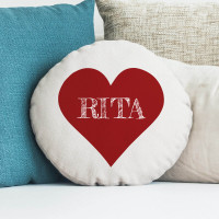 personalised I Heart Name Round Cushion 18"
