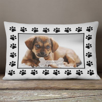 personalised Dog Paw Rectangle Photo Cushion