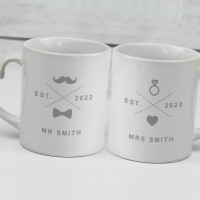 personalised Marriage Icon Heart Handle Mugs