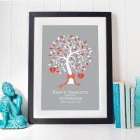 personalised Marriage Tree Initials Wall Art