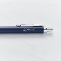 Engraved Parker IM Blue Chrome Trim Ballpoint Pen