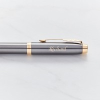 Parker IM Grey Gold Trim Fountain Pen