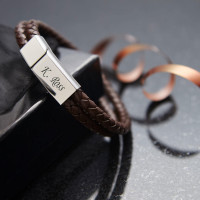 Personalised Men's Brown Leather Bracelet