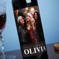 personalised Merry Christmas Photo Merlot Red Wine