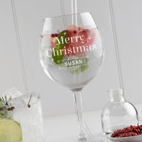 Merry Christmas Sparkle Gin Glass