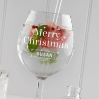 Merry Christmas Sparkle Gin Glass