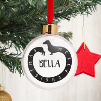 Merry Christmas Sausage Dog Bauble