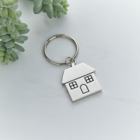 personalised Metal House Shape Keyring