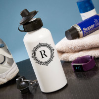 personalised initial white water bottle