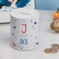 Personalised Moon & Stars Boy's Personalised Money Box