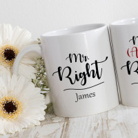 personalised mr and mrs right double mug