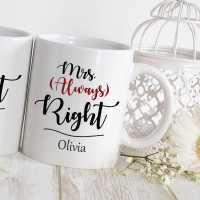 personalised mr and mrs right double mug