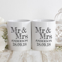 personalised mr and mrs date double mug