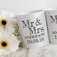 personalised mr and mrs date double mug