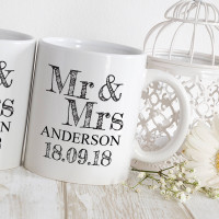 personalised mr and mrs date double mug