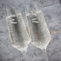 Mr & Mrs Wedding Date Photo Upload Boutique Gifts Prosecco Double Glass With Bottle Gift Set 