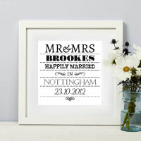 Personalised Happily Married Wall Art