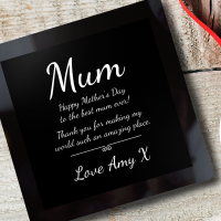 Mum Message Black Gloss Photo Coaster Square Coaster