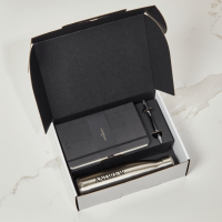 Black Castelli Notebook, Pen & White Water Bottle Gift Set