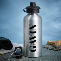 personalised name silver water bottle