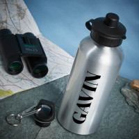 personalised name silver water bottle