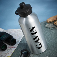 personalised name silver water bottle