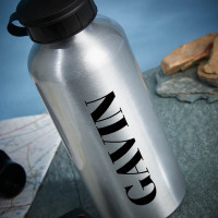 personalised name silver water bottle