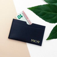 personalised Leather Card Holder - Navy