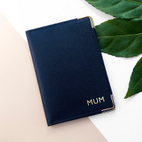 personalised Leather Passport Cover - Navy