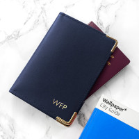 personalised Leather Passport Cover - Navy