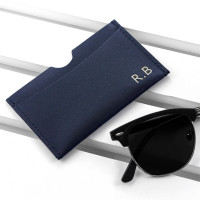 personalised Leather Card Holder - Navy