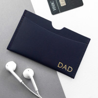 personalised Leather Card Holder - Navy