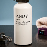 personalised never misses leg day white water bottle