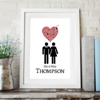 Personalised Mr & Mrs Heart Wall Art