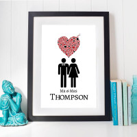 Personalised Mr & Mrs Heart Wall Art