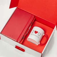 Valentine's Red Notebook, Pen & Initial Mug Gift Set